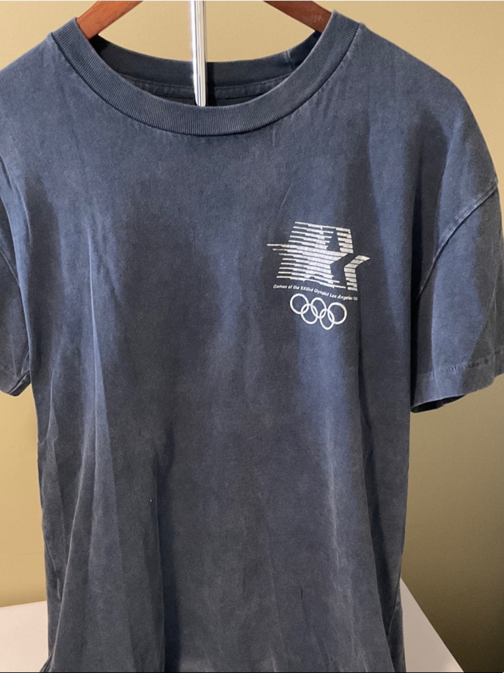 Heritage Navy Crewneck Graphic Tee with White Logo